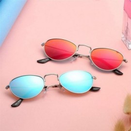 Oval Women Round Sunglasses Retro Sun Glasses For Girls Female Oval Sunglass Mirror - Silver Red - CX1999MR67R $10.70