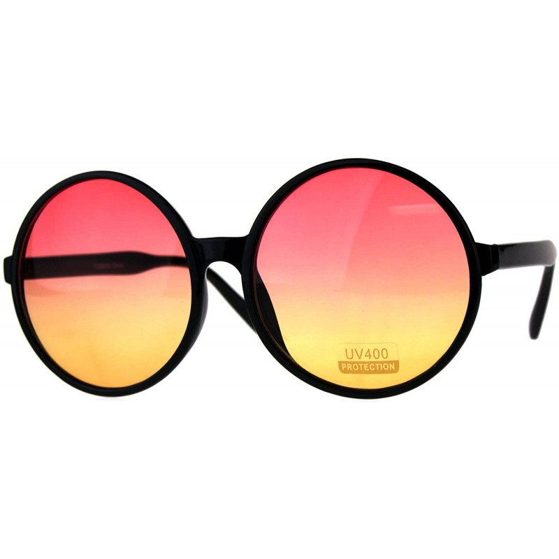 Oversized Womens Hippie Groove Tie Dye Gradient Lens Plastic Round Sunglasses - Red Orange - CY18DK48TMW $13.67