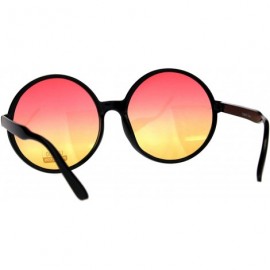 Oversized Womens Hippie Groove Tie Dye Gradient Lens Plastic Round Sunglasses - Red Orange - CY18DK48TMW $13.67