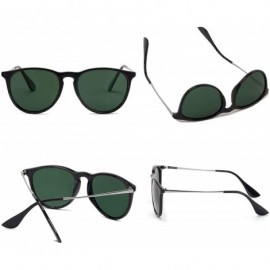 Oversized Vintage Round polarized Sunglasses Classic Retro design Styles Shades - Dark Green Lens/Black Frame - CD18IGYAY2N $...