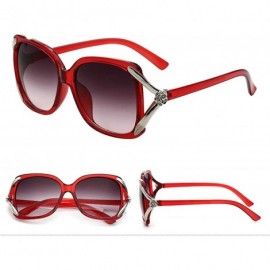 Oval Vintage V Shape Frame Sunglasses for Women PC Resin UV 400 Protection Sunglasses - Wine Red - CU18SASS4M4 $11.48