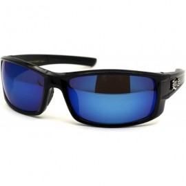 Sport Locs Mens Rectangular Warp Gangster Cholo Sunglasses - Black Blue Mirror - CH1966UE32W $10.85