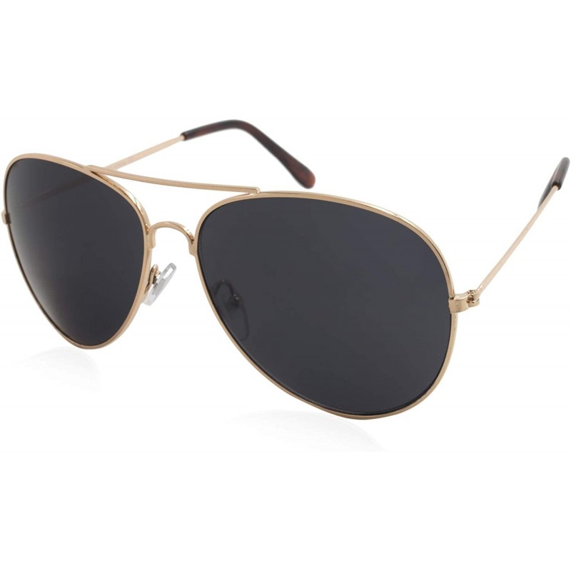 Aviator Sunglasses - Classics - Aviator / Frame Gold Lens Grey - CB114G7NJJ9 $15.61