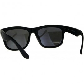 Square KUSH Sunglasses Wood Textured Square Rectangular Frame Mirror Lens - Black (Silver Mirror) - CB18CKOUXQW $8.43