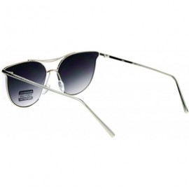 Butterfly Womens Exposed Flat Panel Lens Retro Metal Horn Rim Sunglasses - Silver Smoke - C812MZB4GC2 $14.93