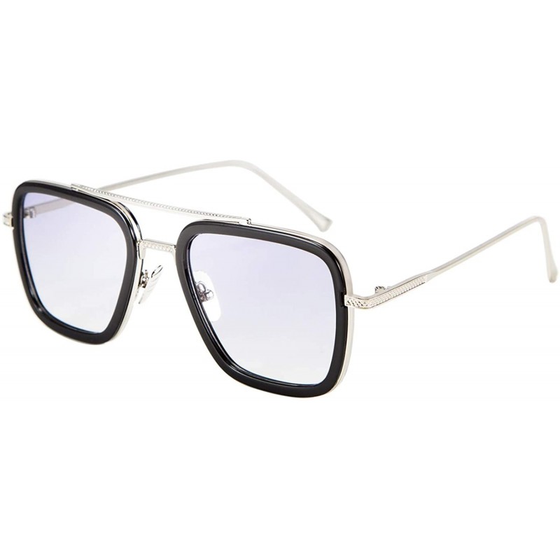 Rectangular Retro Square Sunglasses Tony Sunglasses Trendy Gradient Lens B2510 - CM18WQIRGDH $12.94