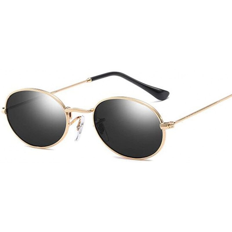 Oval Small Oval Sunglasses Men Retro Sun Glasses for Women Accessories Summer Beach - Gold With Black - CI18DTNS8MG $8.44