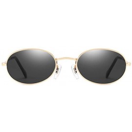 Oval Small Oval Sunglasses Men Retro Sun Glasses for Women Accessories Summer Beach - Gold With Black - CI18DTNS8MG $8.44