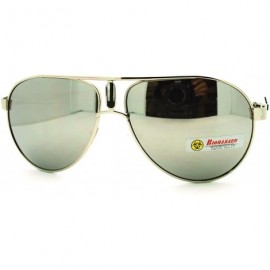 Round Biohazard Sunglasses Racer Round Aviators Multicolor Reflective Lens - Silver White - CJ11FWZZLCH $9.70