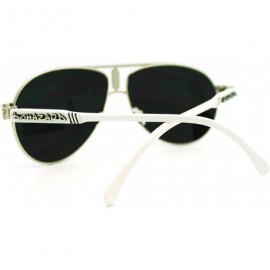 Round Biohazard Sunglasses Racer Round Aviators Multicolor Reflective Lens - Silver White - CJ11FWZZLCH $9.70