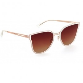 Sport Made In ITALY Cat Eye Polarized Lens Metal Frame Ladies Sun glasses Ds1552 - Ivory - CQ189NHEES9 $26.88