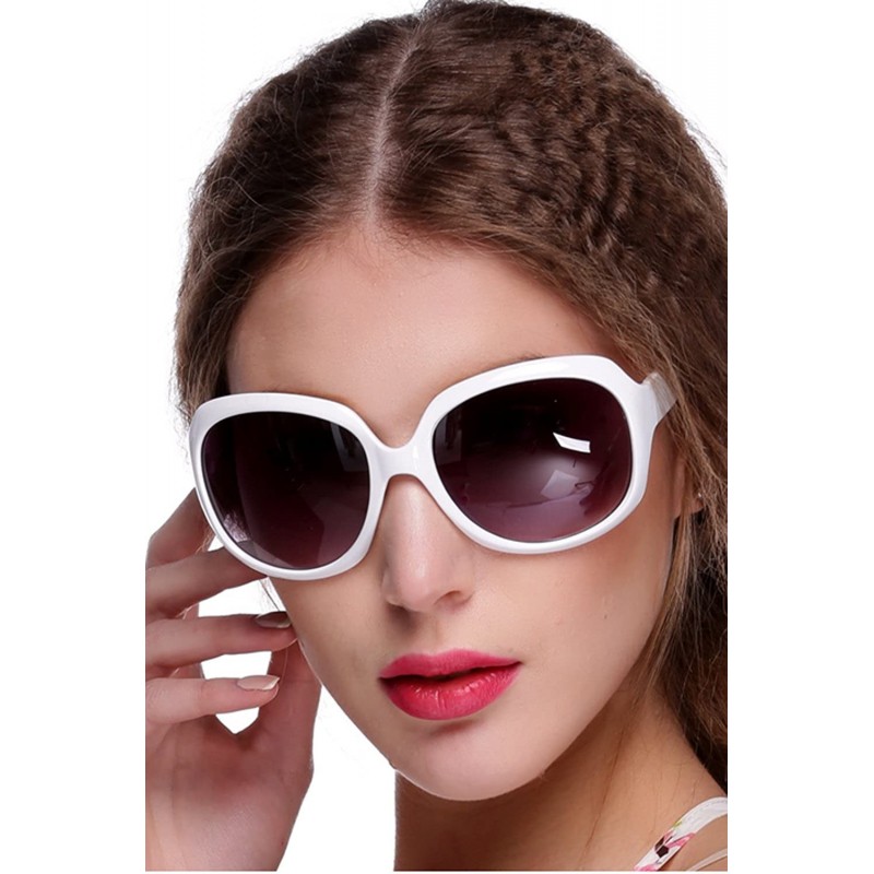 Oversized Women's Retro Vintage Style Shades Fashion Oversized Sunglasses Outdoor Driving Eyewear Glasses - White - C618TA92R...