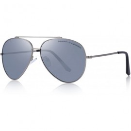 Aviator Polarized sun glasses fashion men Metal Frame Unisex Sunglasses S8805 - Silver - CK18D5Y3WHN $14.99