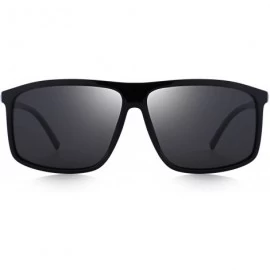 Wrap Men's Polarized Sunglasses For Driving Oversized Rectangular Sun glasses O8511 - Black - CC18H3H9U6C $14.39