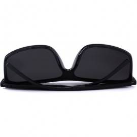 Wrap Men's Polarized Sunglasses For Driving Oversized Rectangular Sun glasses O8511 - Black - CC18H3H9U6C $14.39