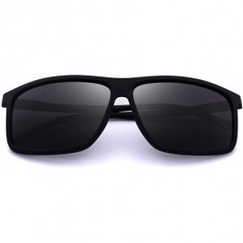 Wrap Men's Polarized Sunglasses For Driving Oversized Rectangular Sun glasses O8511 - Black - CC18H3H9U6C $14.39