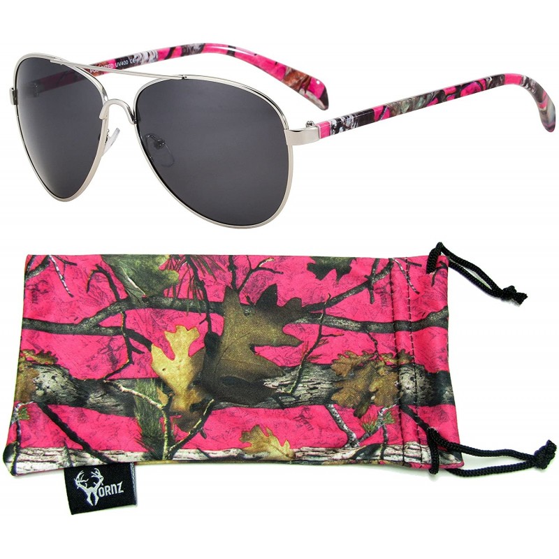 Aviator Pink Camouflage Polarized Sunglasses for Women Western Design - Hot Pink Camo - CY123C2JASV $18.37