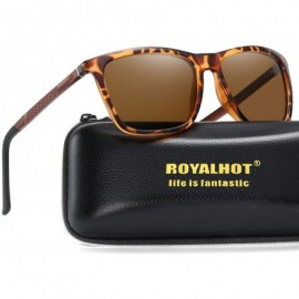 Square Polarized Square Sunglasses for Men Vintage PC Frame Driving UV400 Protection - Leopard Brown - C118RQI730N $16.31