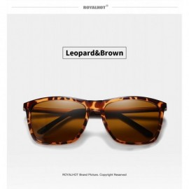 Square Polarized Square Sunglasses for Men Vintage PC Frame Driving UV400 Protection - Leopard Brown - C118RQI730N $16.31