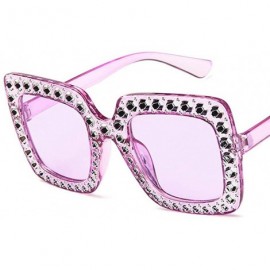 Square Women Fashion Square Frame Rhinestone Decor Sunglasses Ladies Sunglasses - Purple - CH199S9NRN2 $25.83