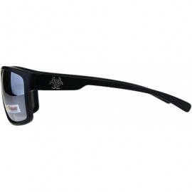 Sport Biohazard Mens Sunglasses Oval Rectangular Matte Frame UV 400 - Black (Silver Mirror) - C418CW3QT7K $10.61