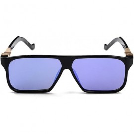 Round Cool Big Frame Mirror Color Lens Hollywood Stars Favorite Sunglasses - Black/Blue - CI1219BDI45 $7.93