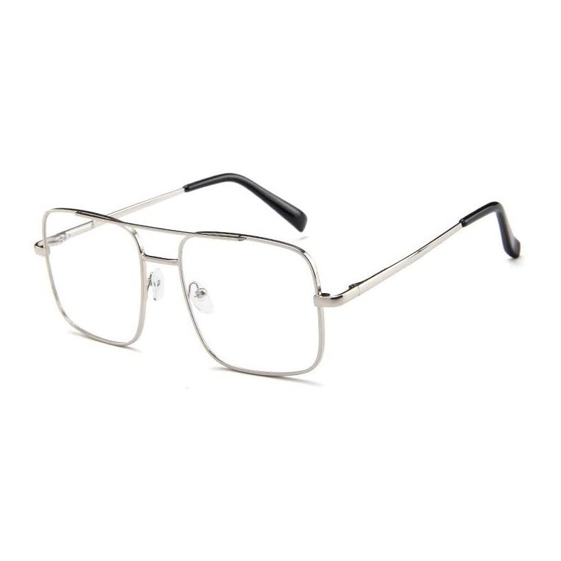 Square Big Frame Bicolor Retro Sunglass - Double Beam Ocean Sheet Metal Square Spring-Leg Sunglass - C118N8ZAL34 $12.17