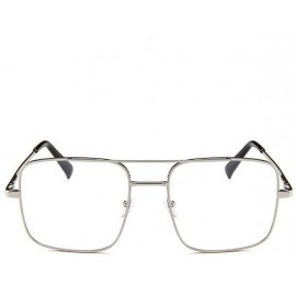 Square Big Frame Bicolor Retro Sunglass - Double Beam Ocean Sheet Metal Square Spring-Leg Sunglass - C118N8ZAL34 $12.17