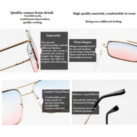 Square Big Frame Bicolor Retro Sunglass - Double Beam Ocean Sheet Metal Square Spring-Leg Sunglass - C118N8ZAL34 $12.17