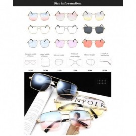 Square Big Frame Bicolor Retro Sunglass - Double Beam Ocean Sheet Metal Square Spring-Leg Sunglass - C118N8ZAL34 $12.17