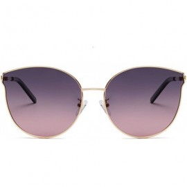 Cat Eye Men and women fashion retro metal big box cat eye sunglasses prom mirror party travel - Purple - C318T646MQ7 $16.44