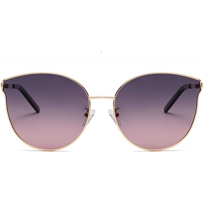 Cat Eye Men and women fashion retro metal big box cat eye sunglasses prom mirror party travel - Purple - C318T646MQ7 $16.44