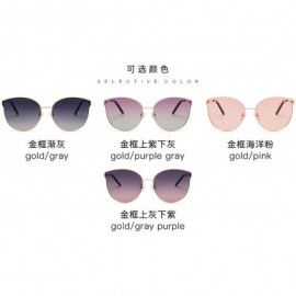 Cat Eye Men and women fashion retro metal big box cat eye sunglasses prom mirror party travel - Purple - C318T646MQ7 $16.44