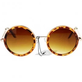 Round Circle Lens Steam Punk Wind Breaker Side Visor Round Retro Sunglasses - Tortoise - CA11X59F9CJ $13.13