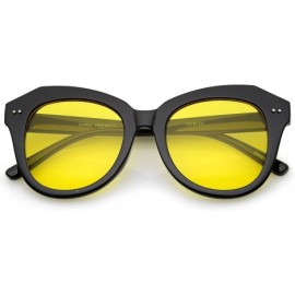 Cat Eye Women's Oversize Horn Rimmed Round Lens Cat Eye Sunglasses 52mm - Black / Yellow - CO12NT5VL4P $8.86