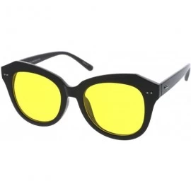 Cat Eye Women's Oversize Horn Rimmed Round Lens Cat Eye Sunglasses 52mm - Black / Yellow - CO12NT5VL4P $8.86