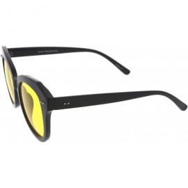 Cat Eye Women's Oversize Horn Rimmed Round Lens Cat Eye Sunglasses 52mm - Black / Yellow - CO12NT5VL4P $8.86