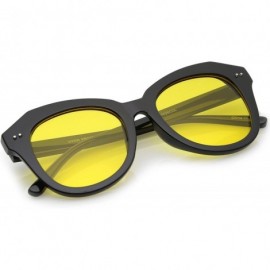 Cat Eye Women's Oversize Horn Rimmed Round Lens Cat Eye Sunglasses 52mm - Black / Yellow - CO12NT5VL4P $8.86