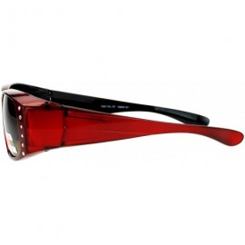 Rectangular Polarized Glare Free Rhinestone Womens Fitover OTG 57mm Sunglasses - Red - CO12BWPH8AH $10.57