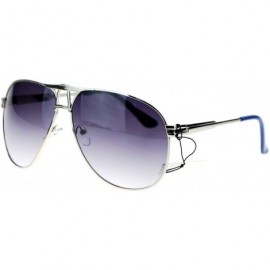 Square Square Aviator Sunglasses Unisex Fashion Racer Aviators Silver - Silver Navy - CG124G46YO3 $11.05