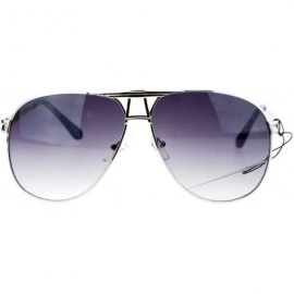 Square Square Aviator Sunglasses Unisex Fashion Racer Aviators Silver - Silver Navy - CG124G46YO3 $11.05