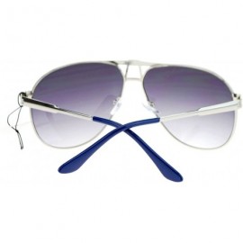 Square Square Aviator Sunglasses Unisex Fashion Racer Aviators Silver - Silver Navy - CG124G46YO3 $11.05