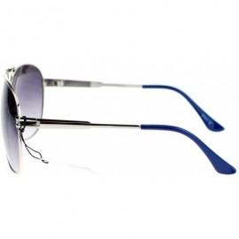 Square Square Aviator Sunglasses Unisex Fashion Racer Aviators Silver - Silver Navy - CG124G46YO3 $11.05