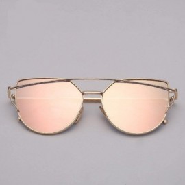 Oval Cat Eye Sunglasses Women Vintage Metal Reflective Glasses Mirror Retro Oculos De Sol Gafas - Goldgreen1 - CR199CI7Q9N $3...