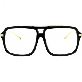 Square Mens Clear Lens Glasses Trendy Hip Fashion Square Frame Eyeglasses UV 400 - Matte Black Gold - CX187ZMWRY7 $11.12