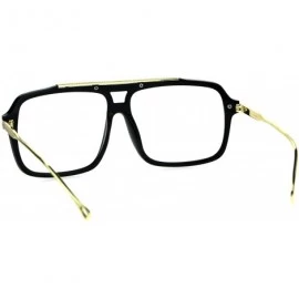 Square Mens Clear Lens Glasses Trendy Hip Fashion Square Frame Eyeglasses UV 400 - Matte Black Gold - CX187ZMWRY7 $11.12