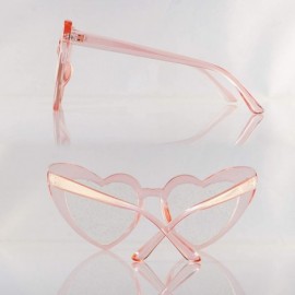 Cat Eye Party Glitter Pop-Color Tinted Lens Heart Cat-Eye Sunglasses A249 - Pink Clear - CZ18M5ICUL3 $14.20