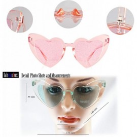 Cat Eye Party Glitter Pop-Color Tinted Lens Heart Cat-Eye Sunglasses A249 - Pink Clear - CZ18M5ICUL3 $14.20