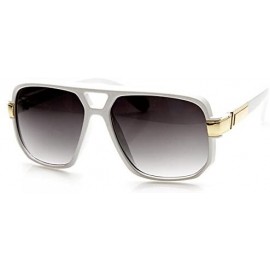 Goggle Classic Square Frame Plastic Flat Top Aviator Sunglasses - White - CD11KI3ZYCF $13.29