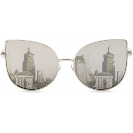 Cat Eye Sale Day Deals Sale Offers-Cat Eye Mirrored Flat Lenses Women Sunglasses - Silver - C418ECYTMZH $13.74